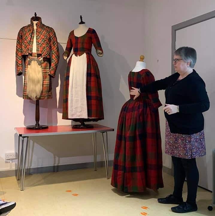 Speaking to an audience at the Inverness Museum & Art Gallery about re-creating Isabella Mactavish Fraser’s 1785 wedding dress. Photo credit: Sally Tuckett.